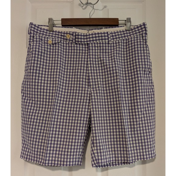 Polo Golf Ralph Lauren Other - Polo Golf Ralph Lauren Mens 36 Gingham Shorts Purple White Links Fit Cotton NICE
